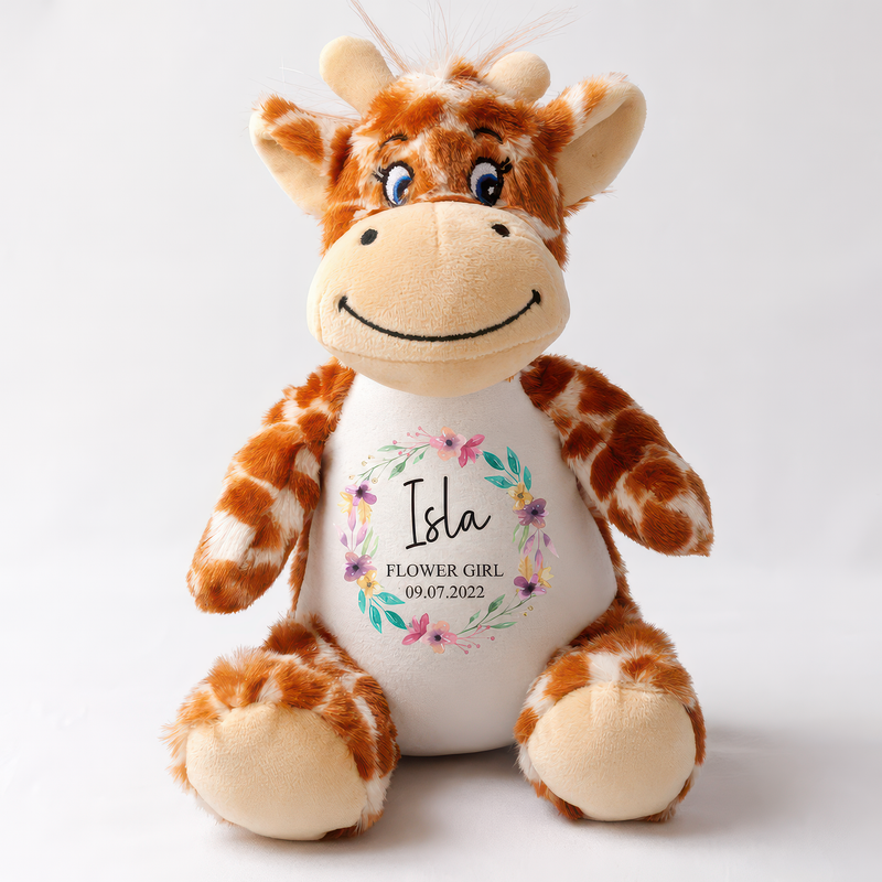 Personalised Giraffe Soft Toy for Flower Girl with Name - alternative view