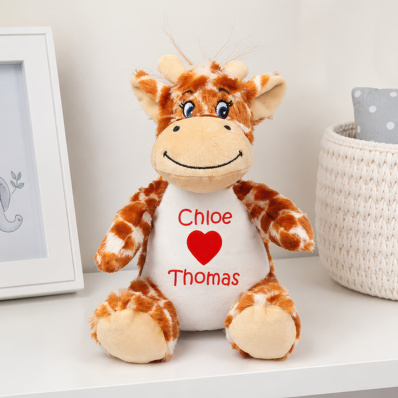 Personalised Giraffe Valentine Soft Toy with Names - alternative view