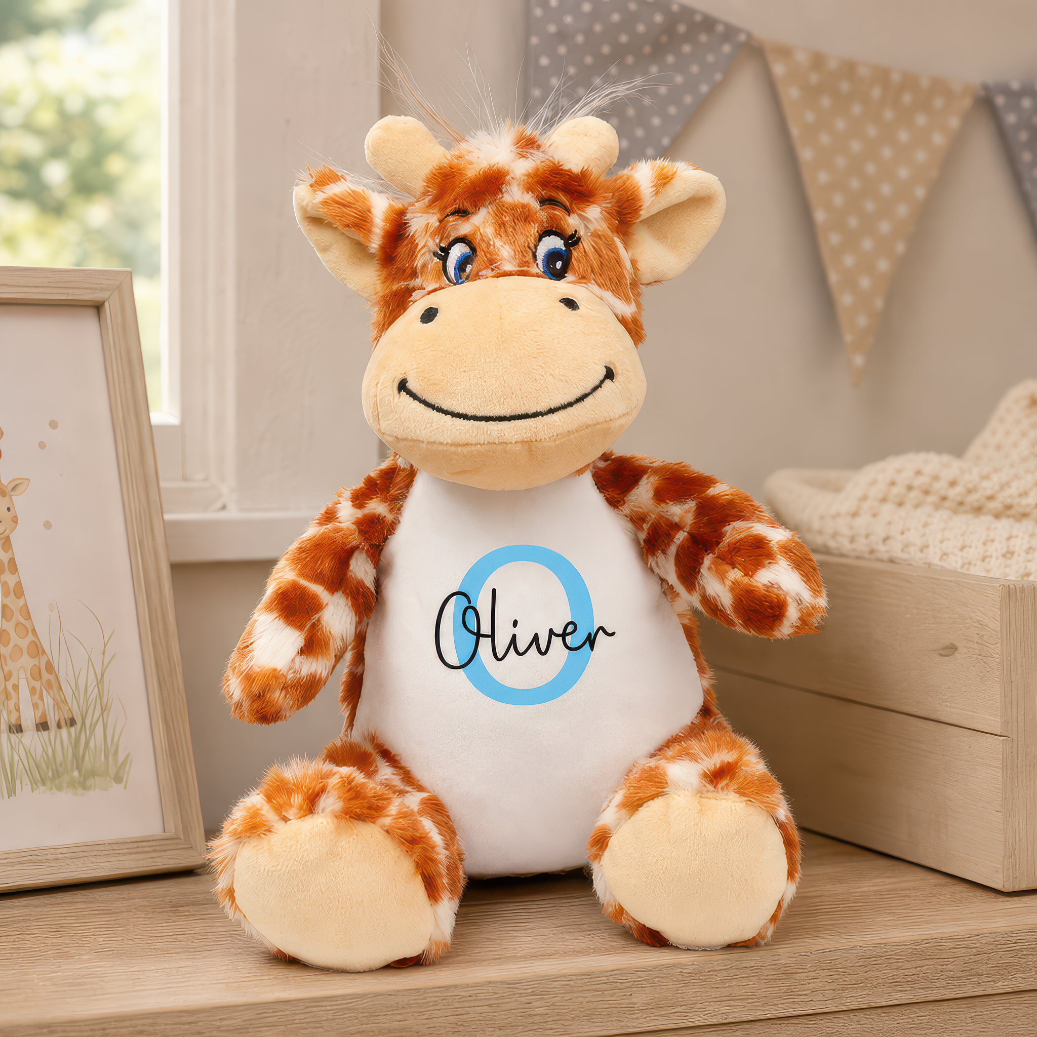 Personalised Giraffe Christening Soft Toy with Name and Initial - alternative view