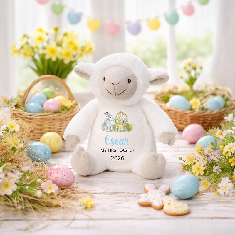 Personalised My First Easter Lamb Soft Toy - Name Print Keepsake Gift