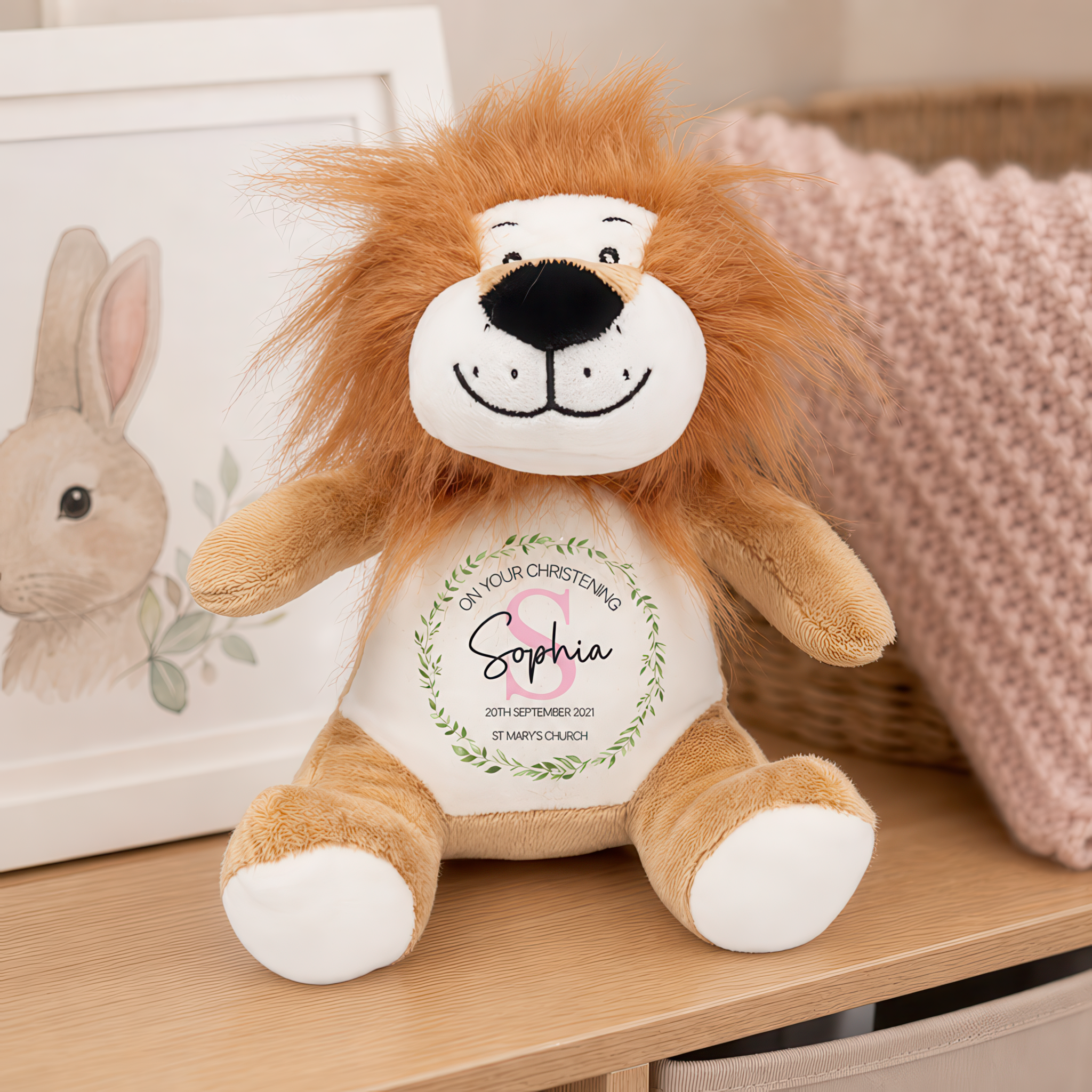 Personalised Christening Lion Soft Toy - alternative view