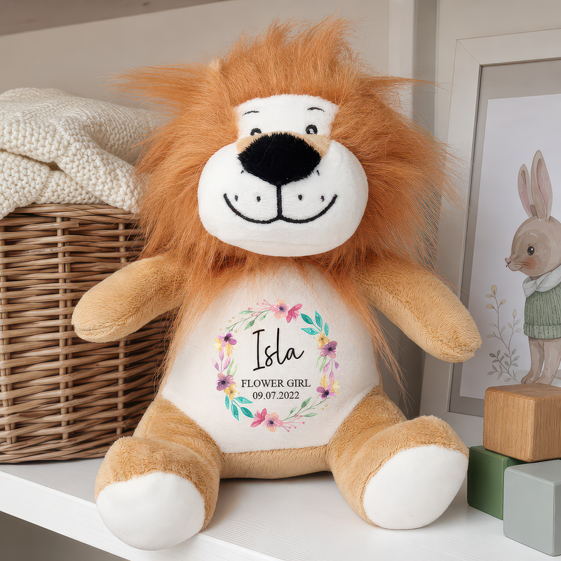 Personalised Lion Soft Toy for Flower Girl with Name - alternative view