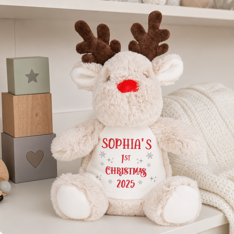 Personalised Baby First Christmas Reindeer Soft Toy with Name - alternative view