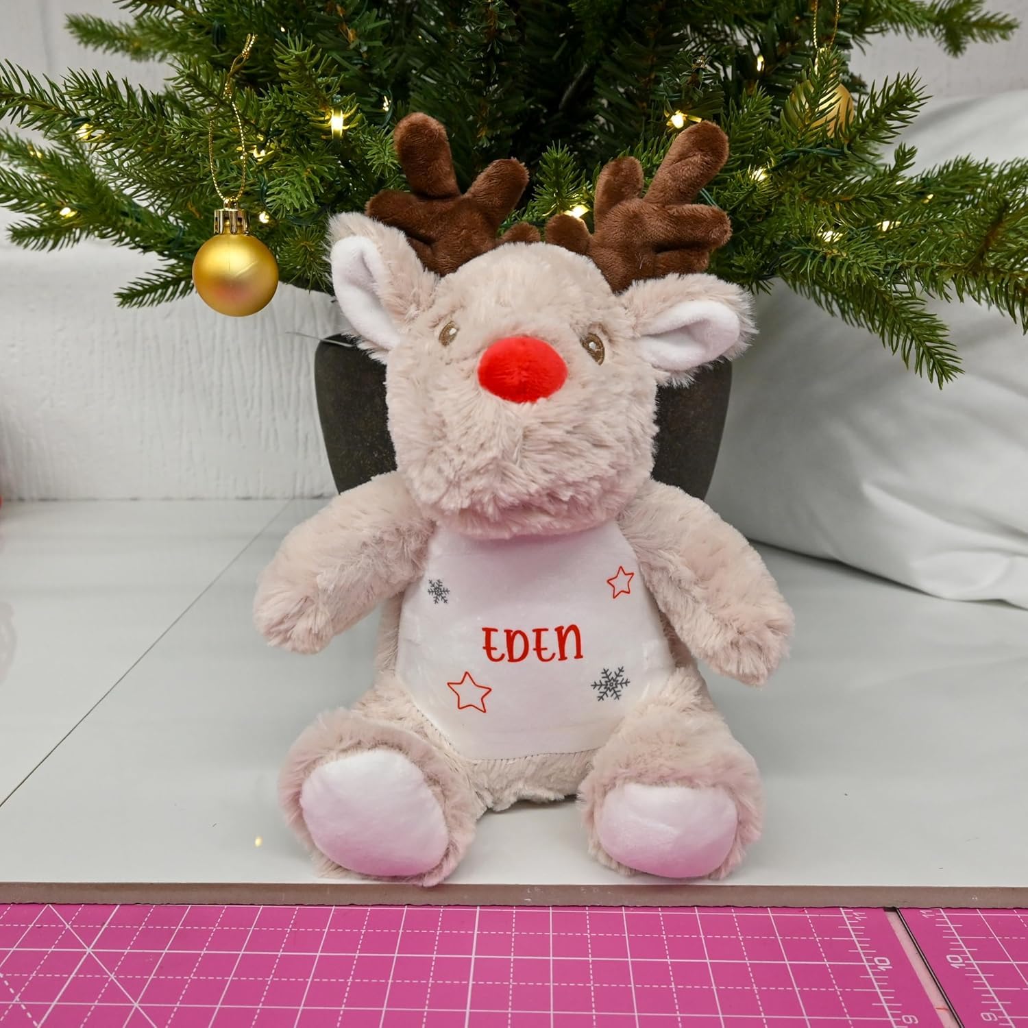Personalised Christmas Reindeer Soft Toy with Stars