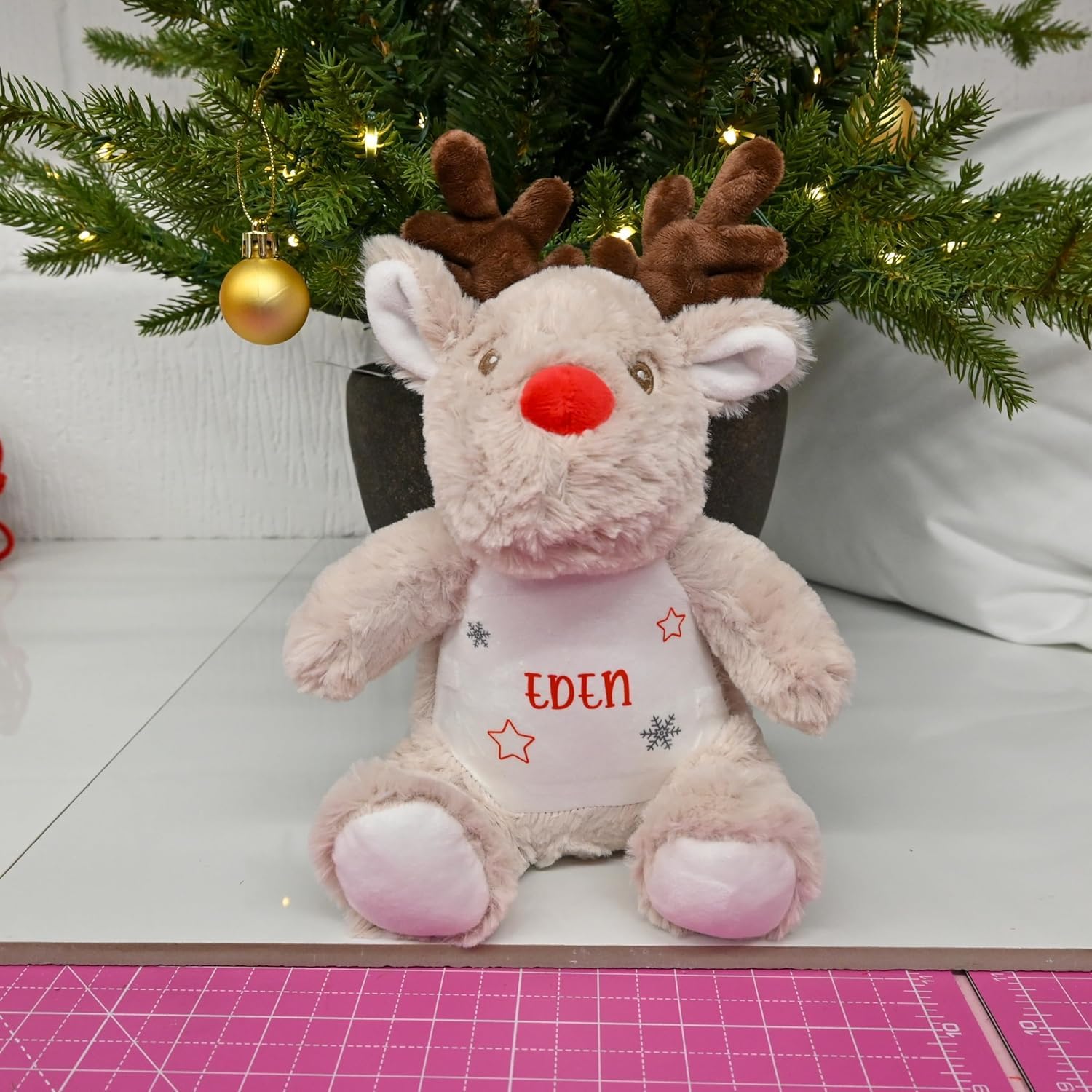 Personalised Christmas Reindeer Soft Toy with Stars