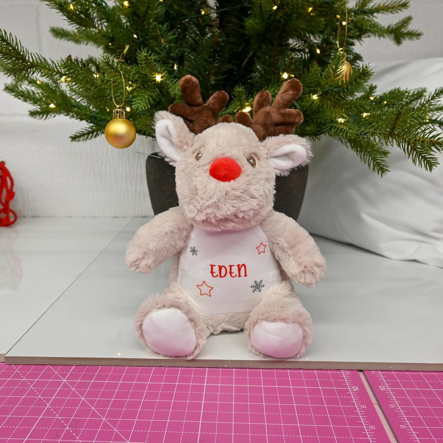 Personalised Christmas Reindeer Soft Toy with Stars