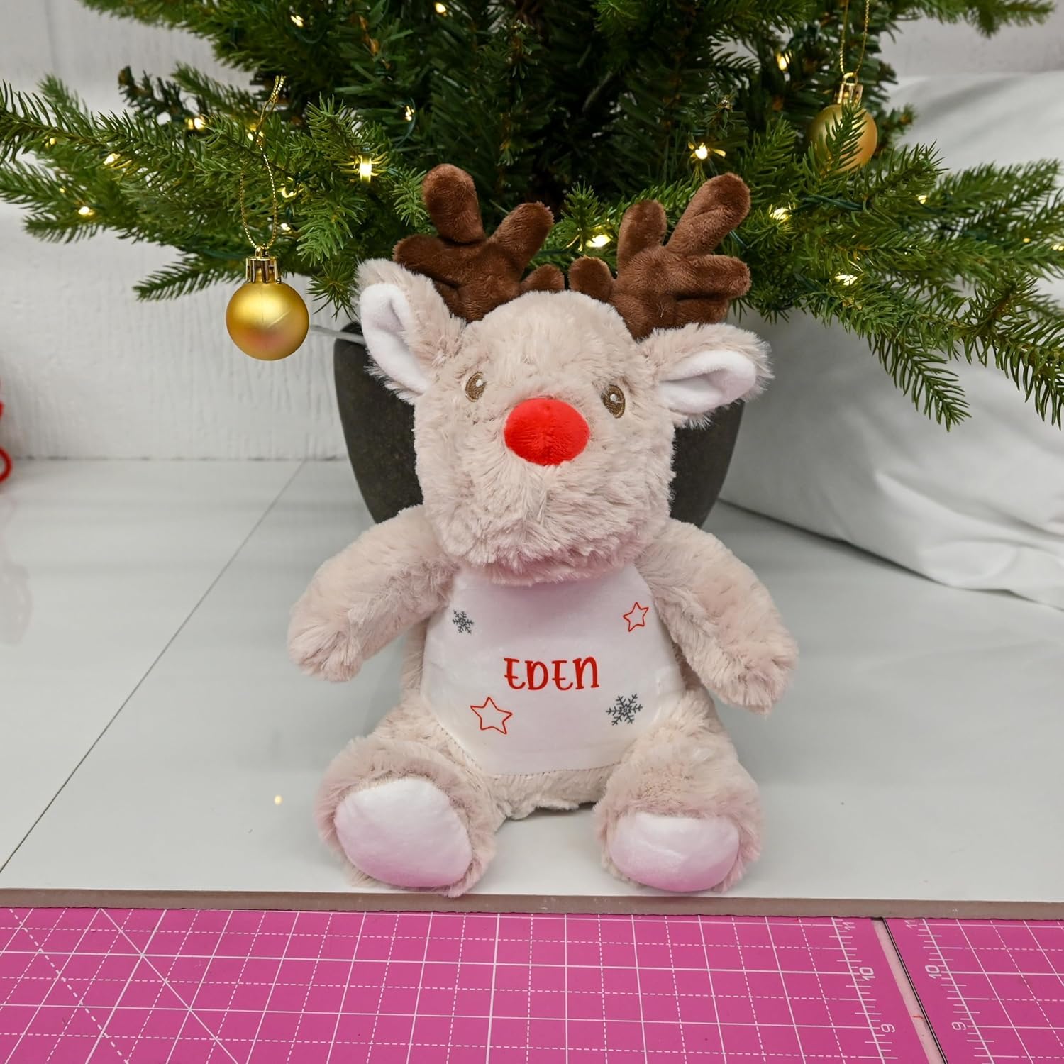 Personalised Christmas Reindeer Soft Toy with Stars
