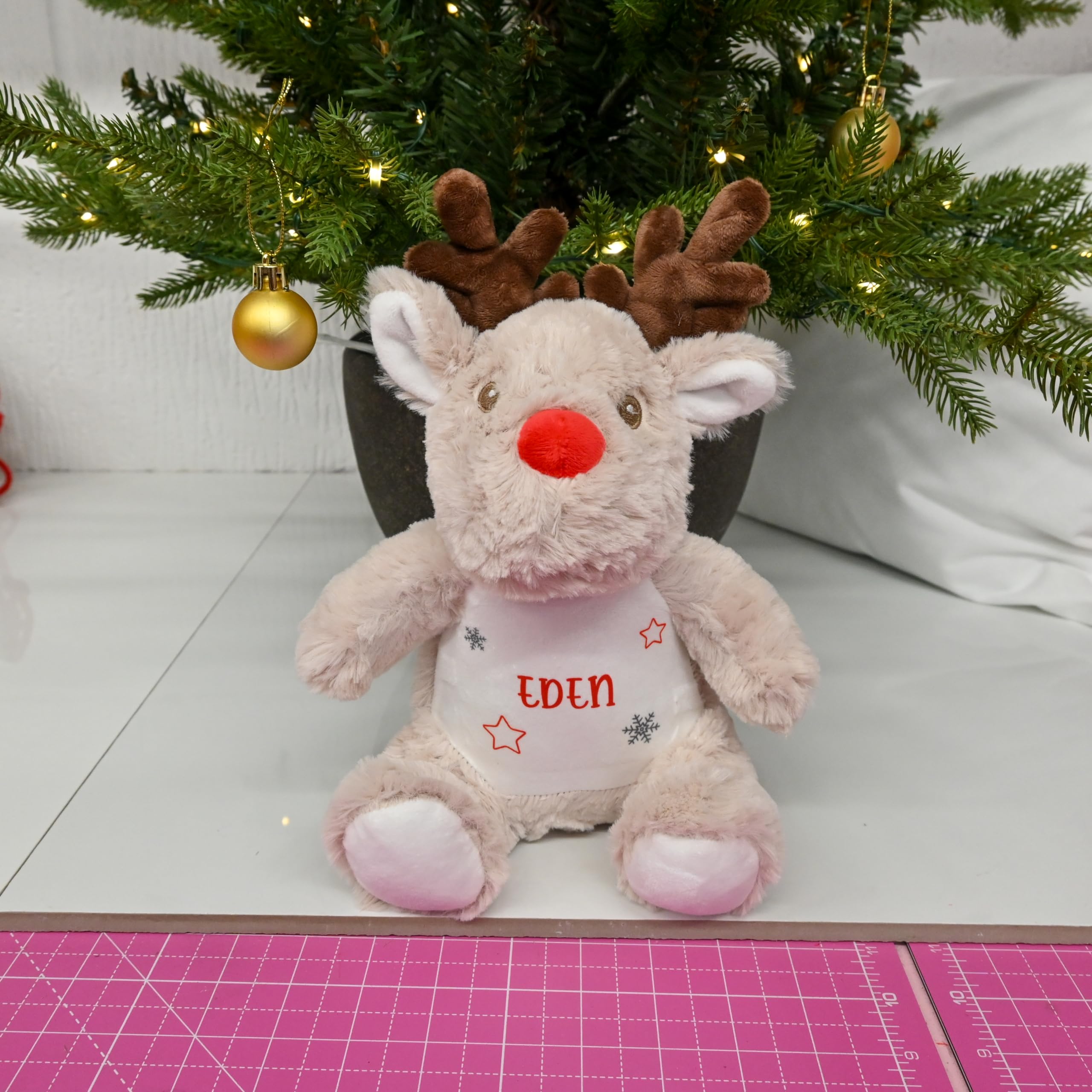 Personalised Christmas Reindeer Soft Toy with Stars