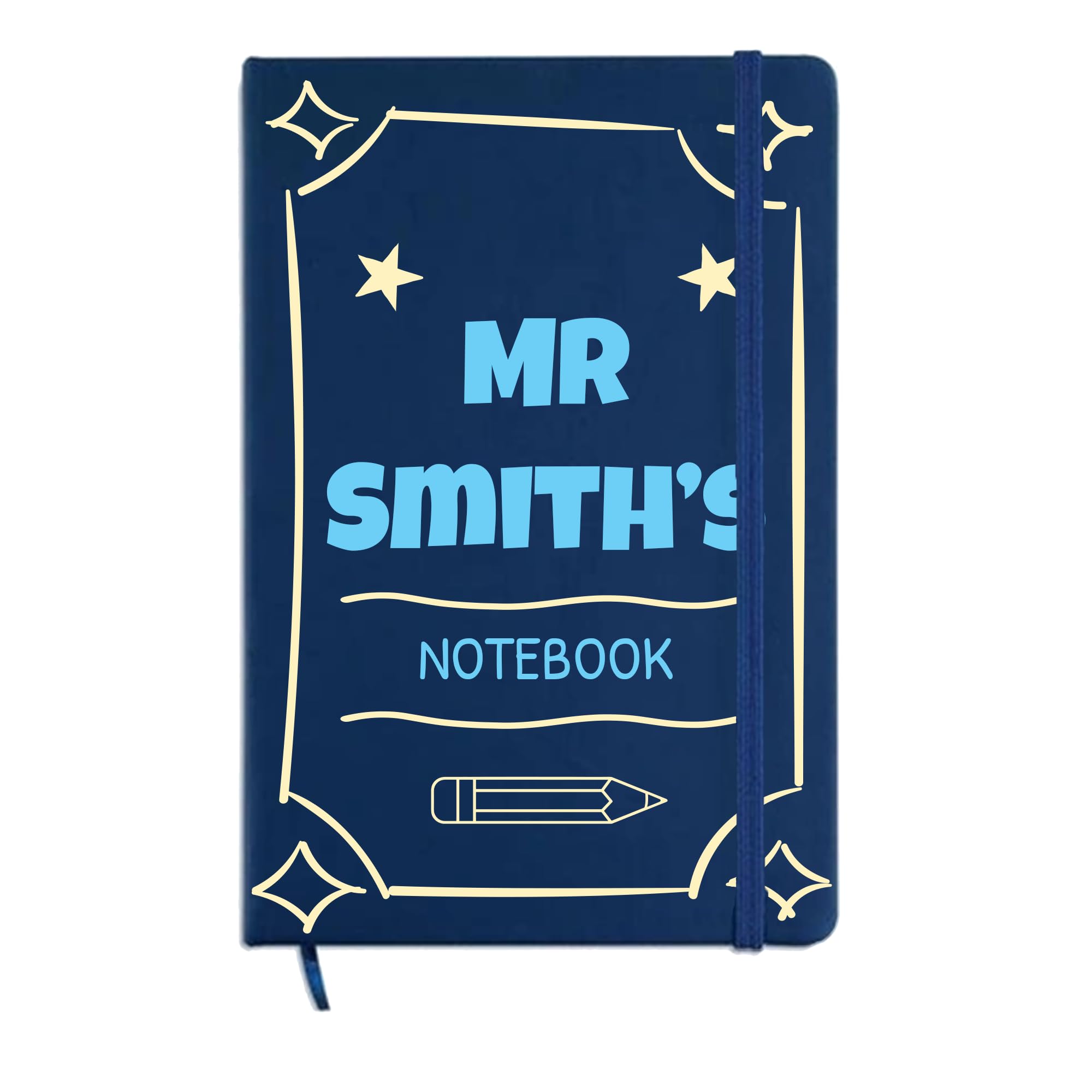 Personalised Pencil Frame Design Teacher Notebook with Name