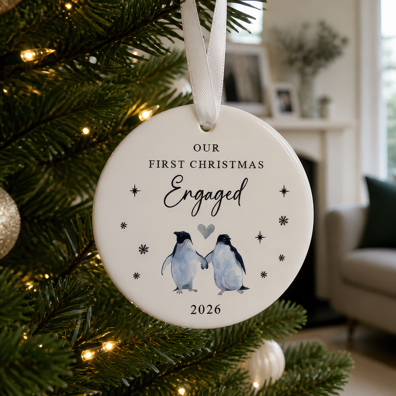 Our First Christmas Engaged Penguin Ornament