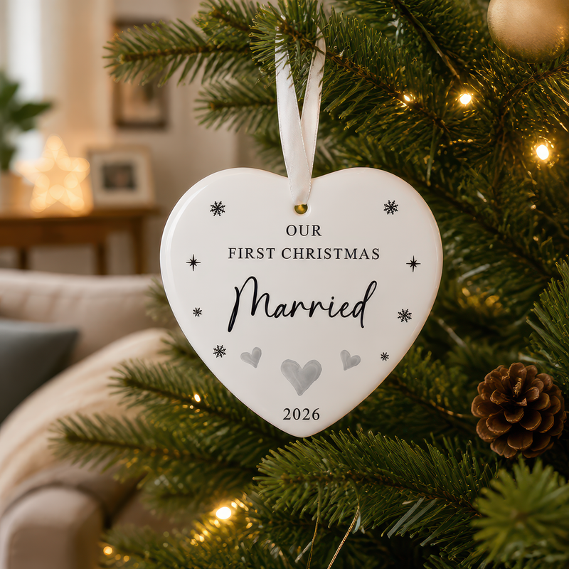 Our First Christmas Married Heart Ornament