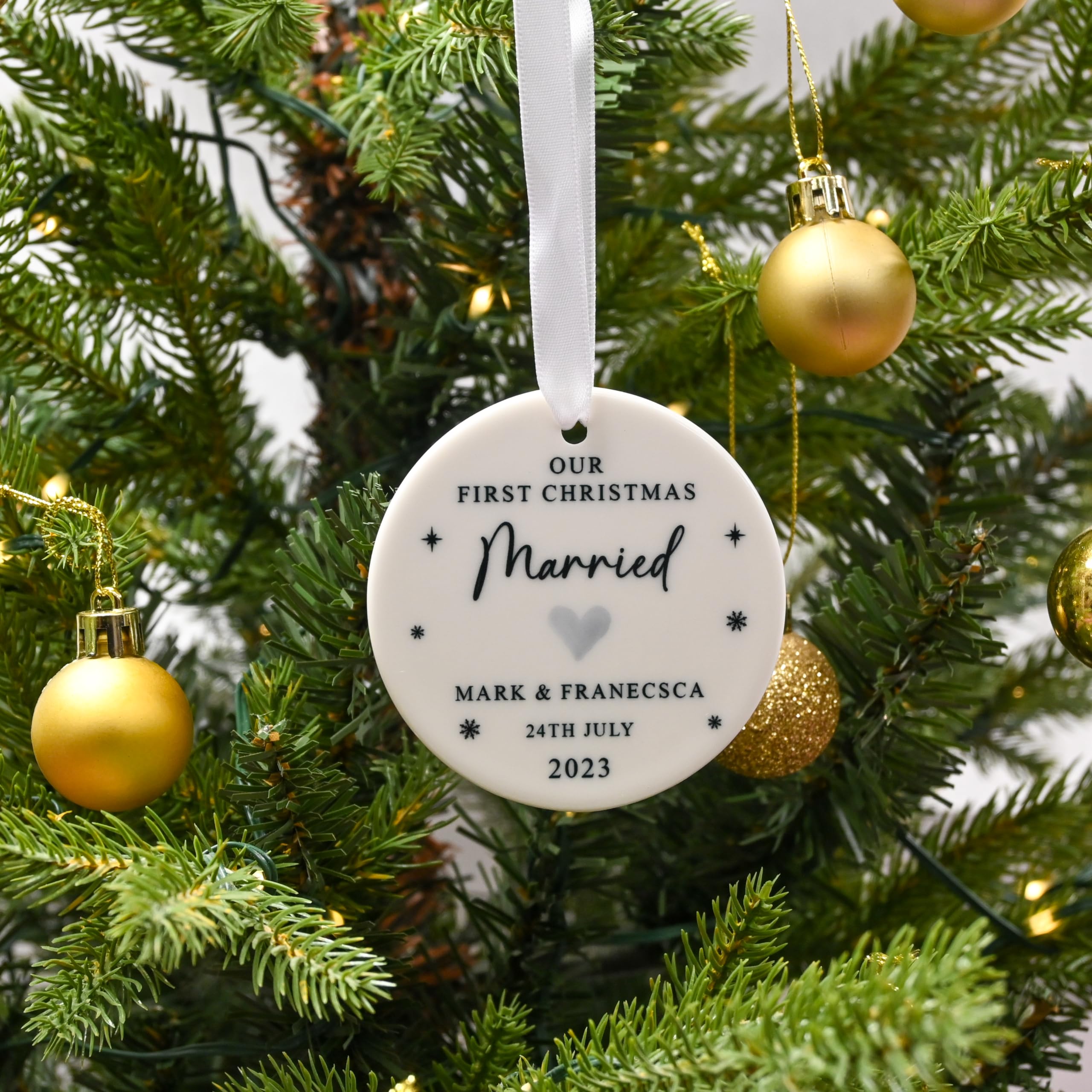 Personalised First Christmas Married Ornament with Date