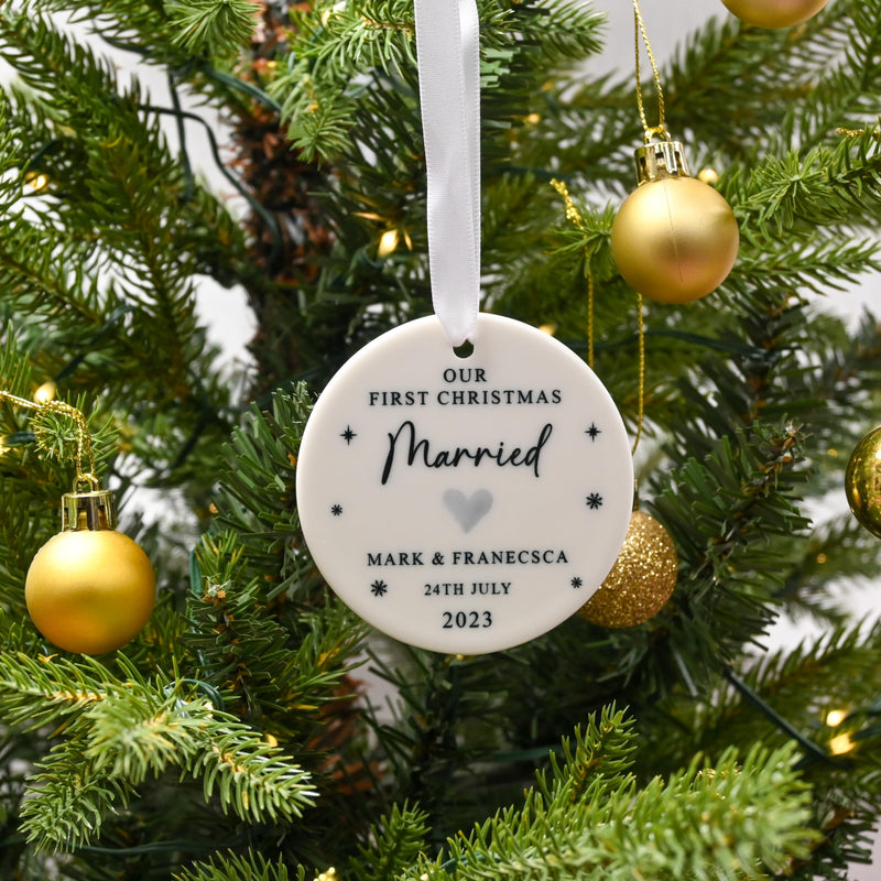 Personalised First Christmas Married Ornament with Date