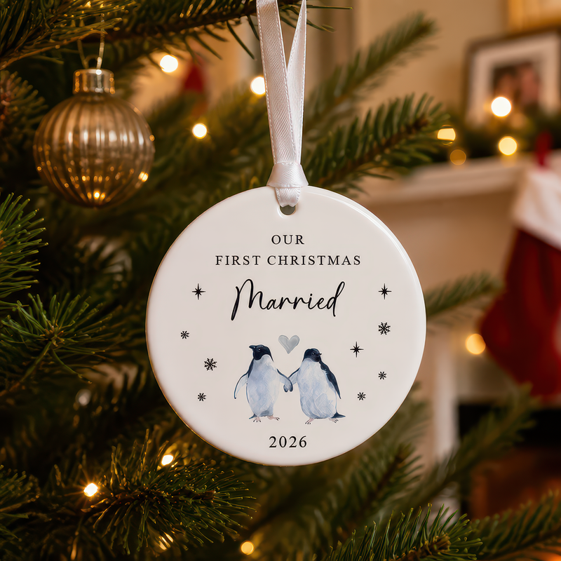 Our First Christmas Married Penguin Ornament