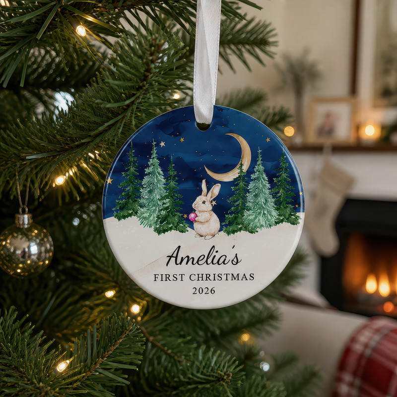 Personalised Baby's First Christmas Pink Night Sky Ornament