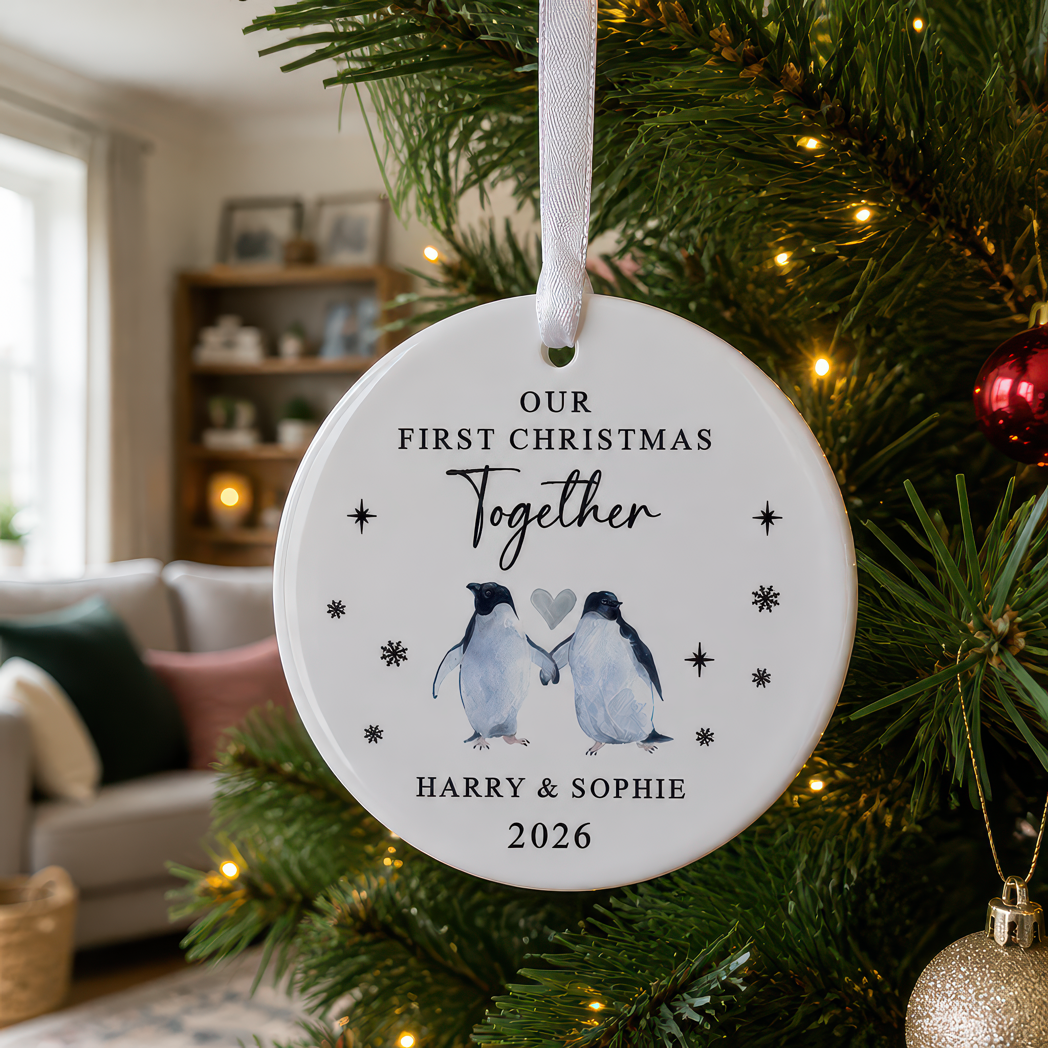 Personalised First Christmas Together Penguin Ornament