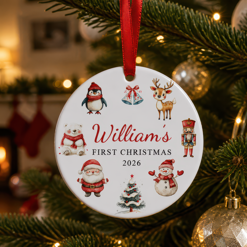 Personalised 1st Christmas Festive Characters Ornament