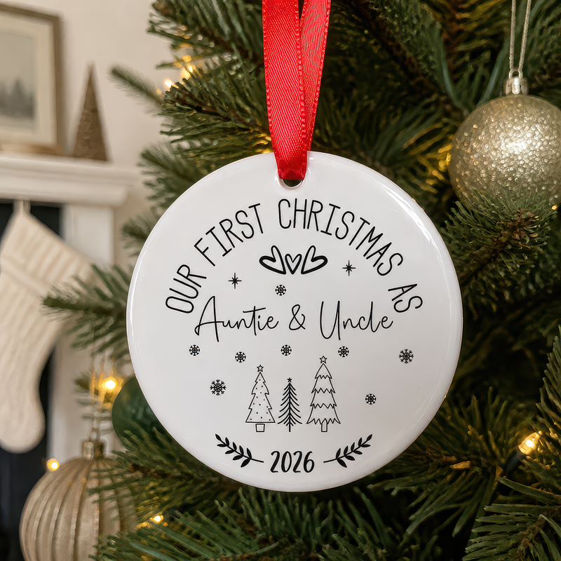 Our First Christmas as Auntie and Uncle Ornament