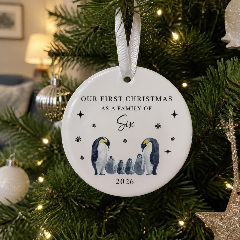 Our First Christmas as a Family of Six Penguin Ornament