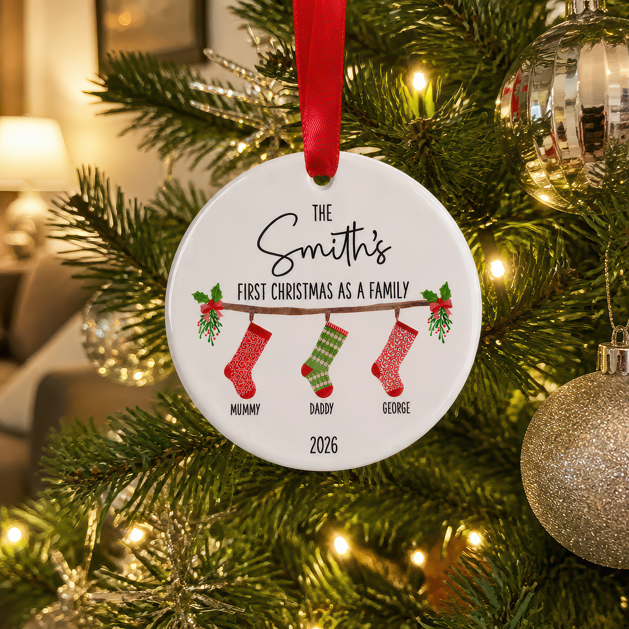 Personalised First Christmas as a Family Ornament