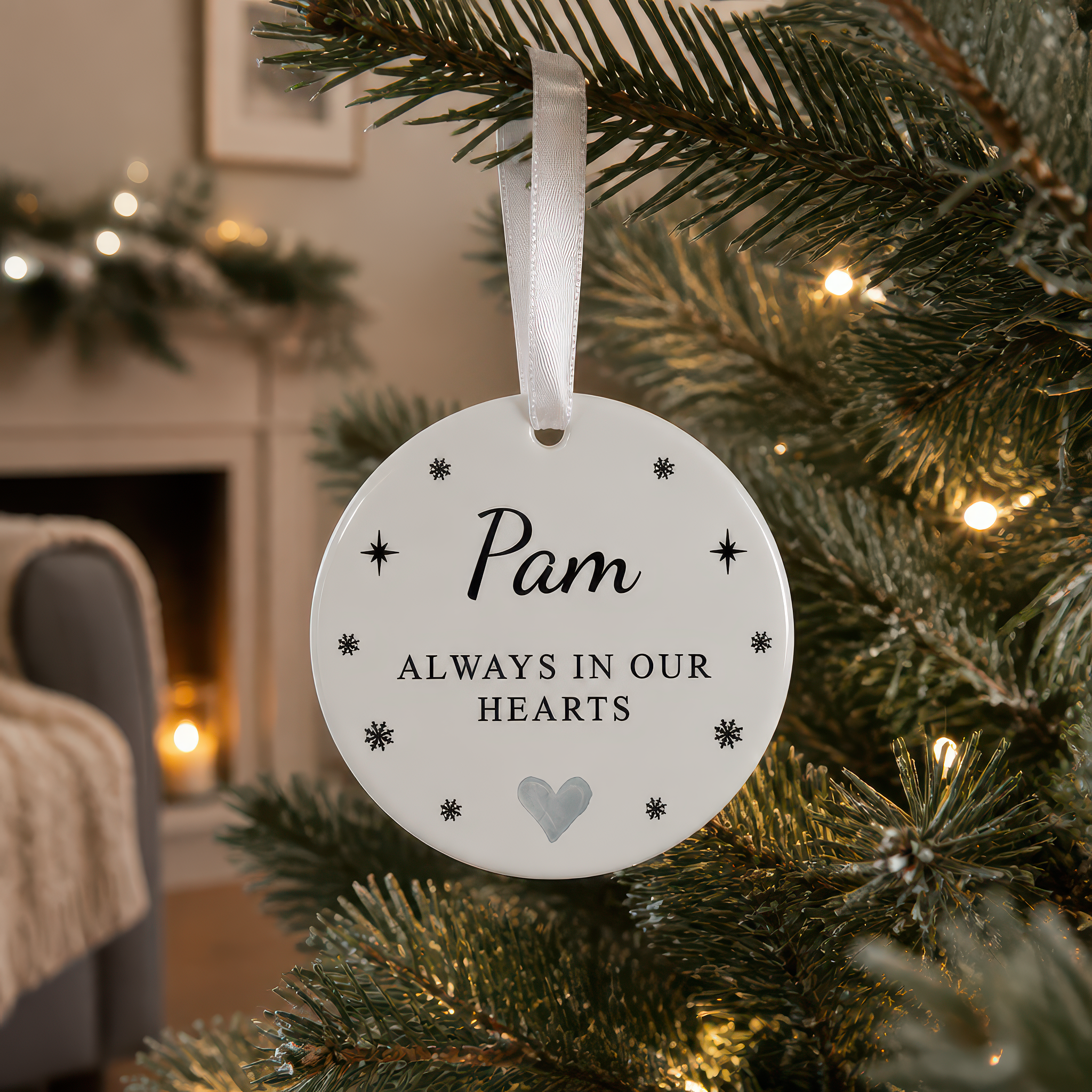 Personalised Memorial Always in Our Hearts Ornament
