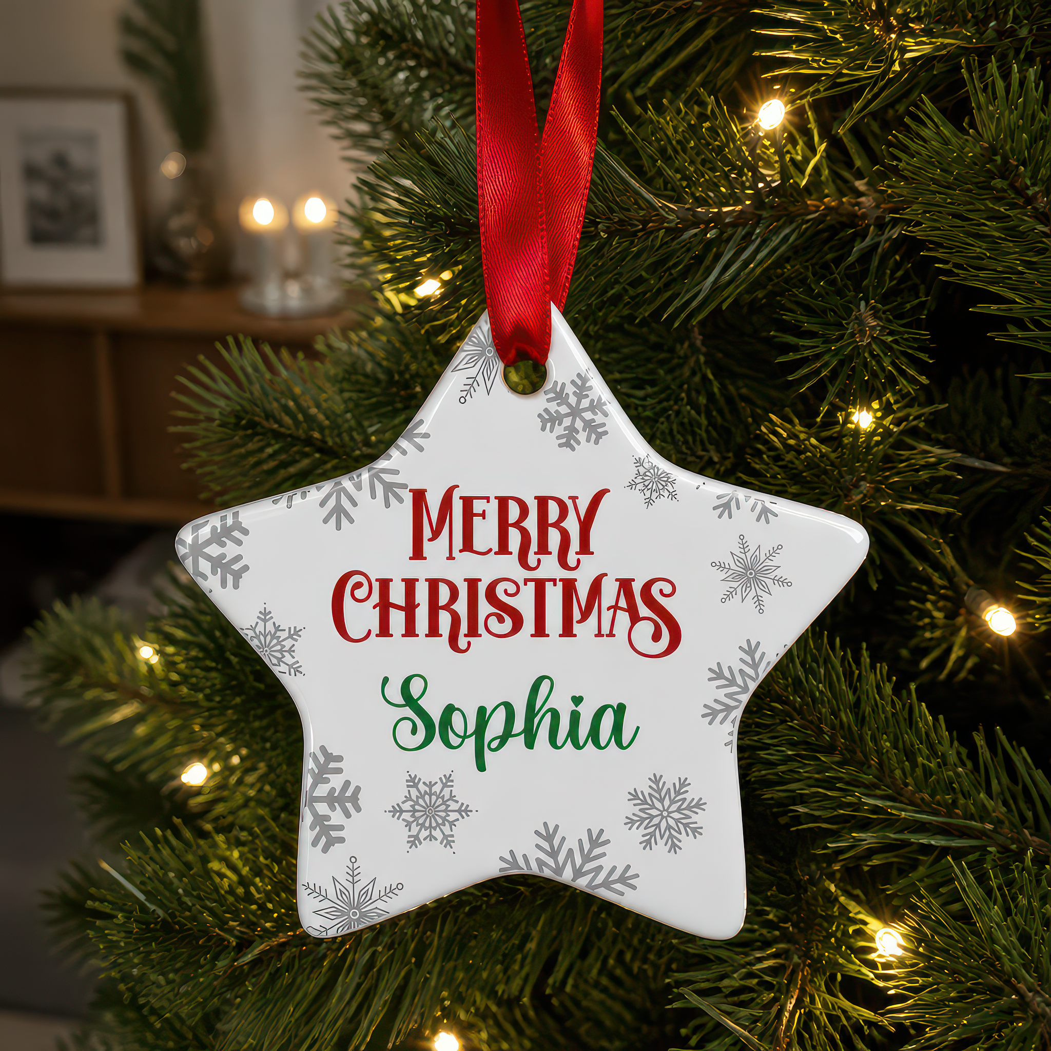 Personalised Star Merry Christmas Ornament