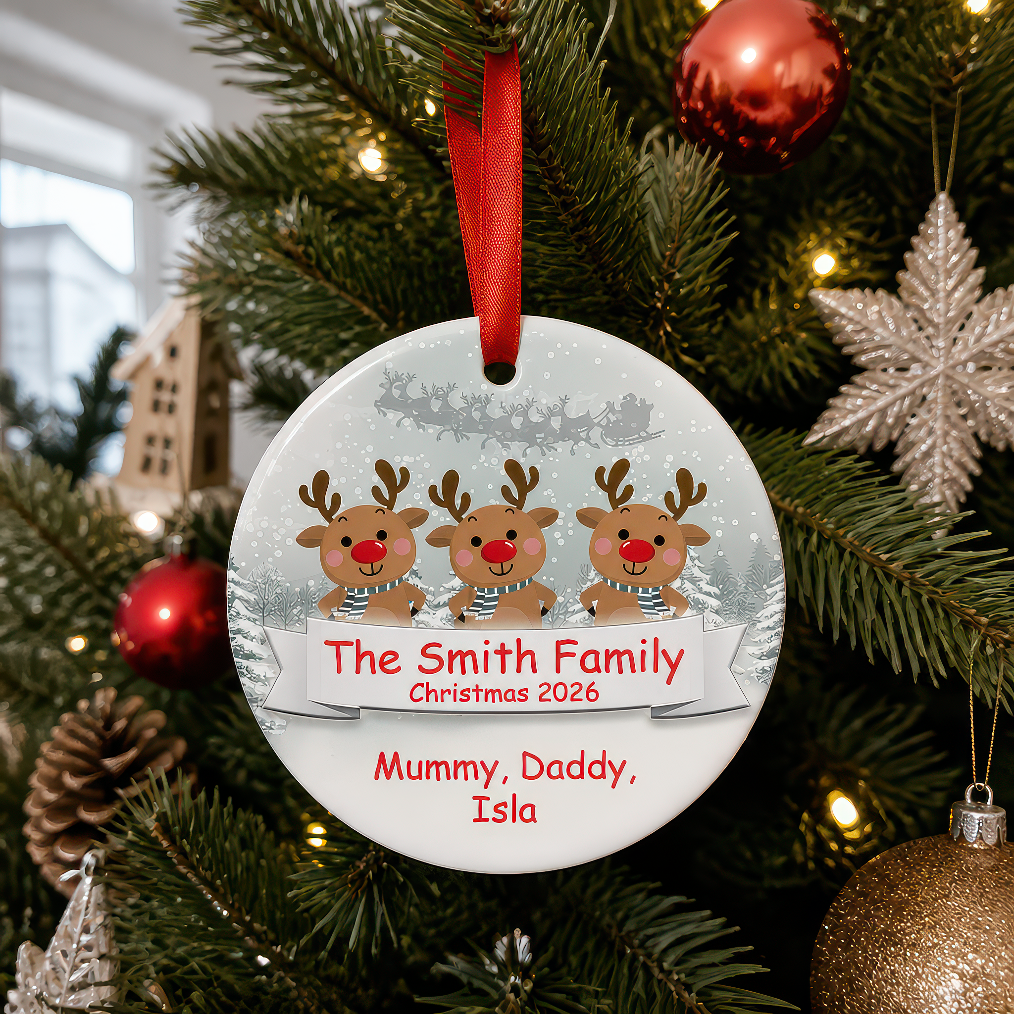 Personalised Reindeer Family Christmas Ornament