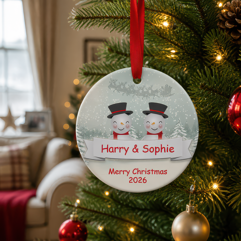 Personalised Snowman Couple Ornament