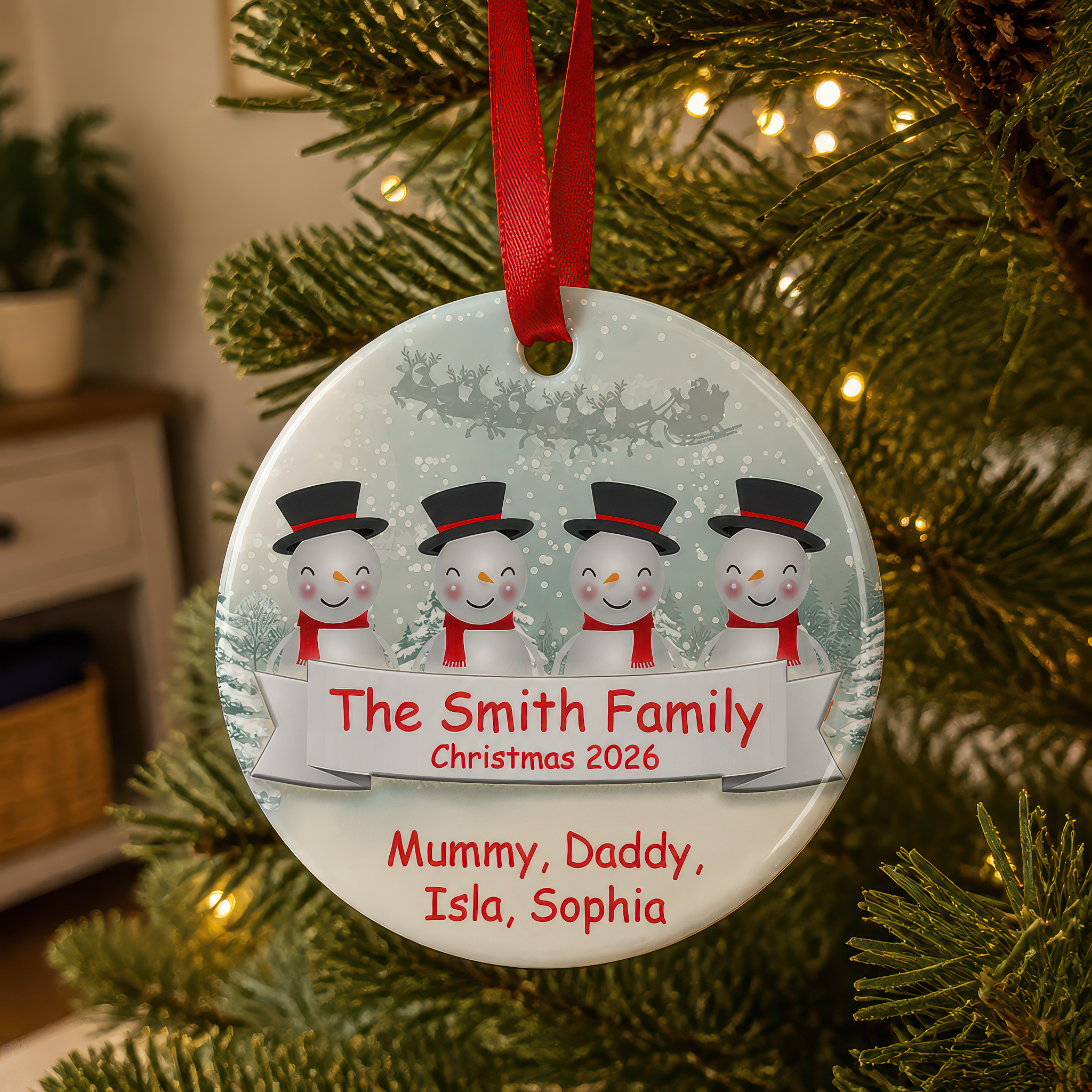 Personalised Snowman Family Christmas Ornament