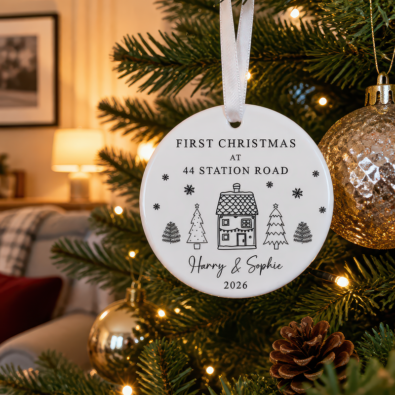 Personalised First Christmas New Home Address Ornament