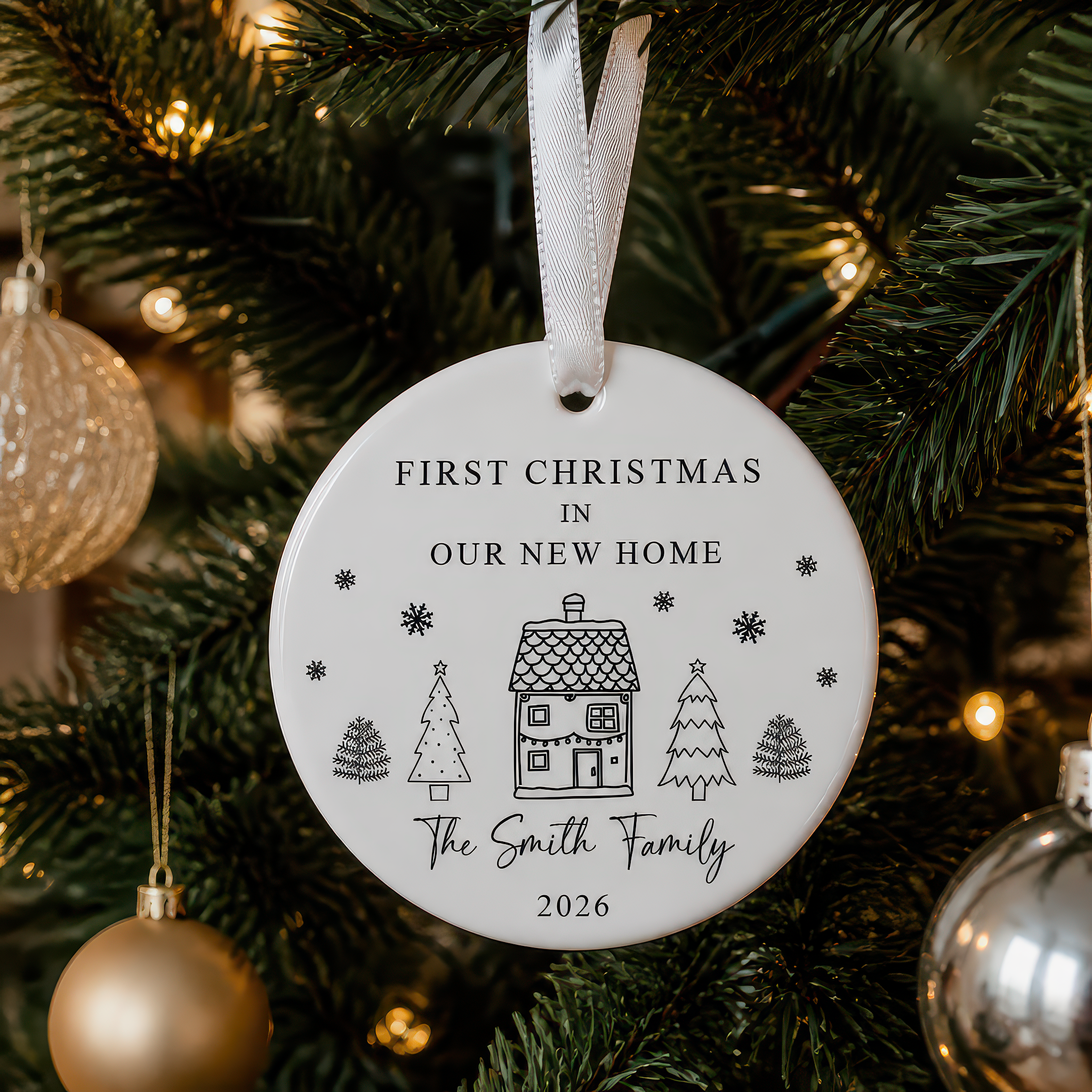 Personalised First Christmas Family New Home Ornament