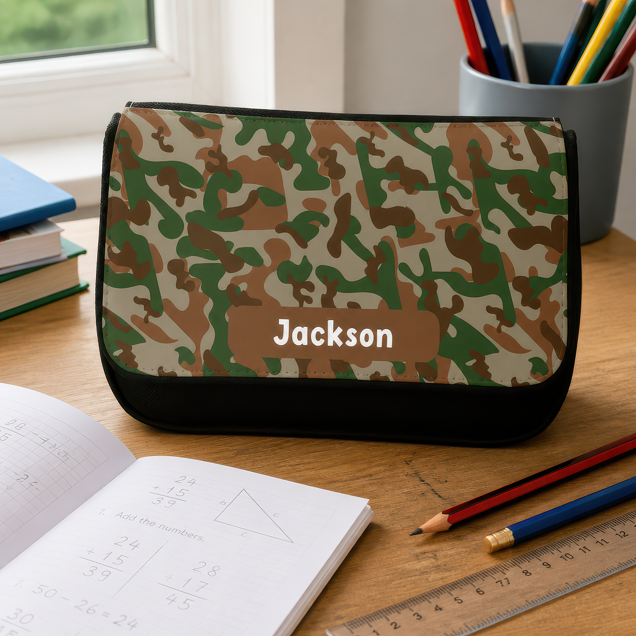Personalised Army Camouflage Pencil Case with Name