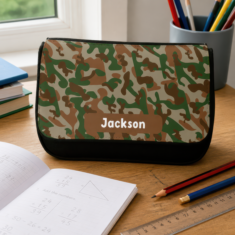 Personalised Army Camouflage Pencil Case with Name