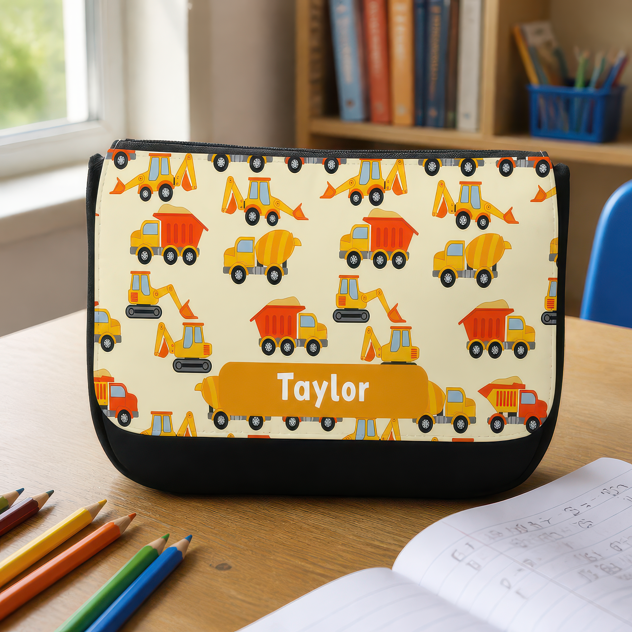 Personalised Yellow Digger Pencil Case with Name