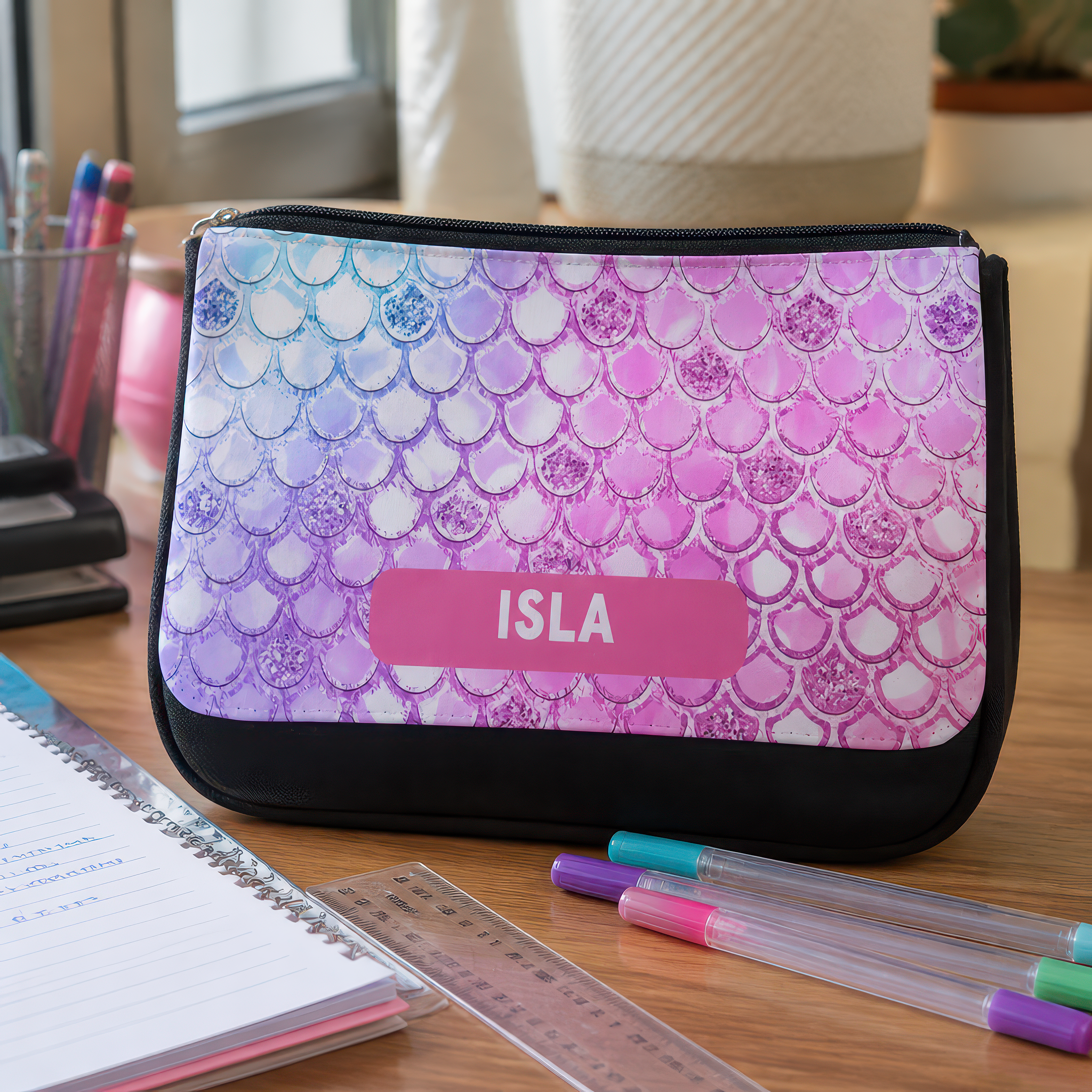 Personalised Mermaid Scales Pencil Case with Name