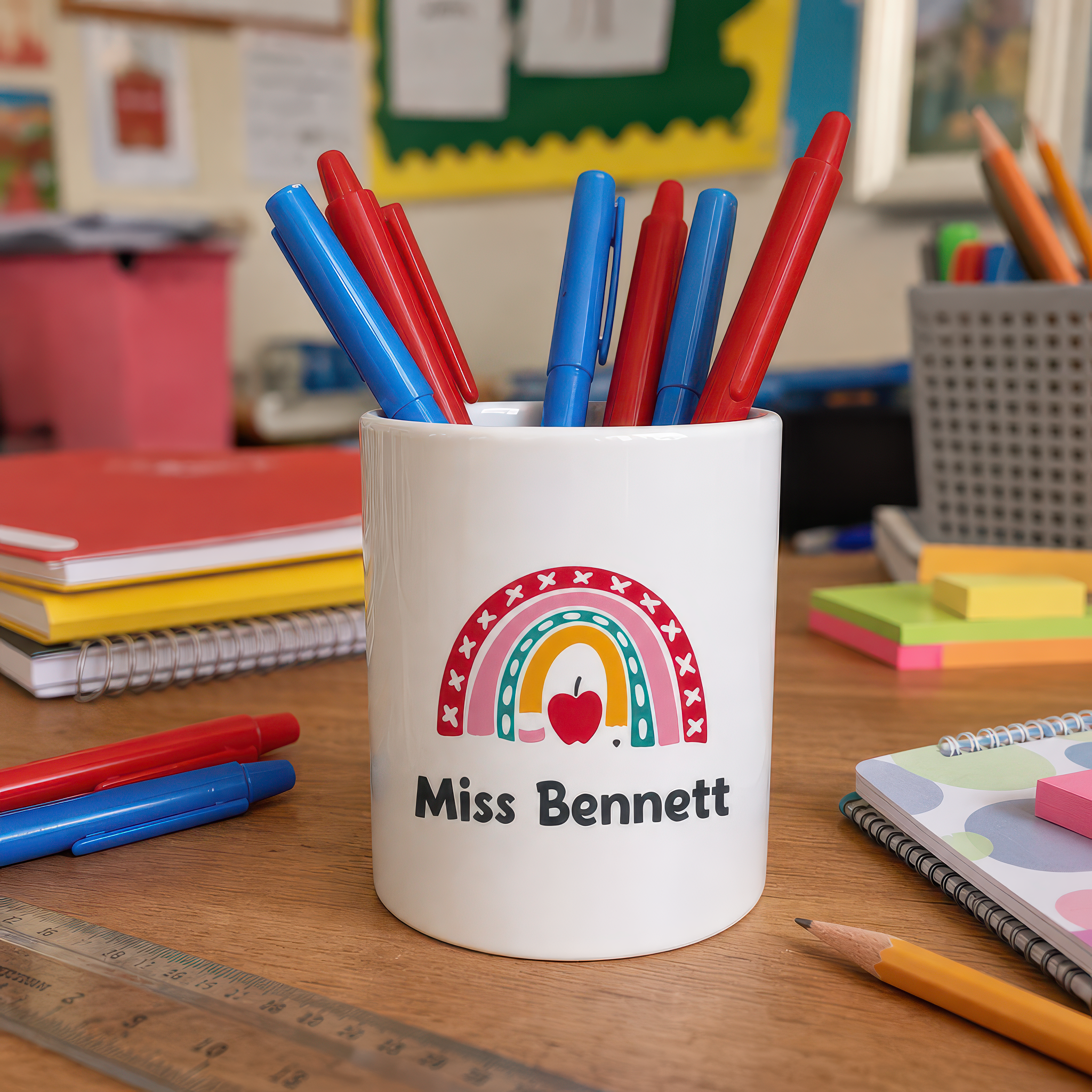 Personalised Teacher Apple Pen Pot with Name - alternative view