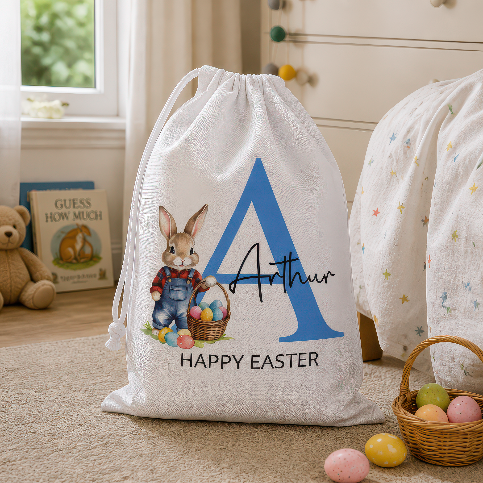 Personalised Blue Initial Easter Sack