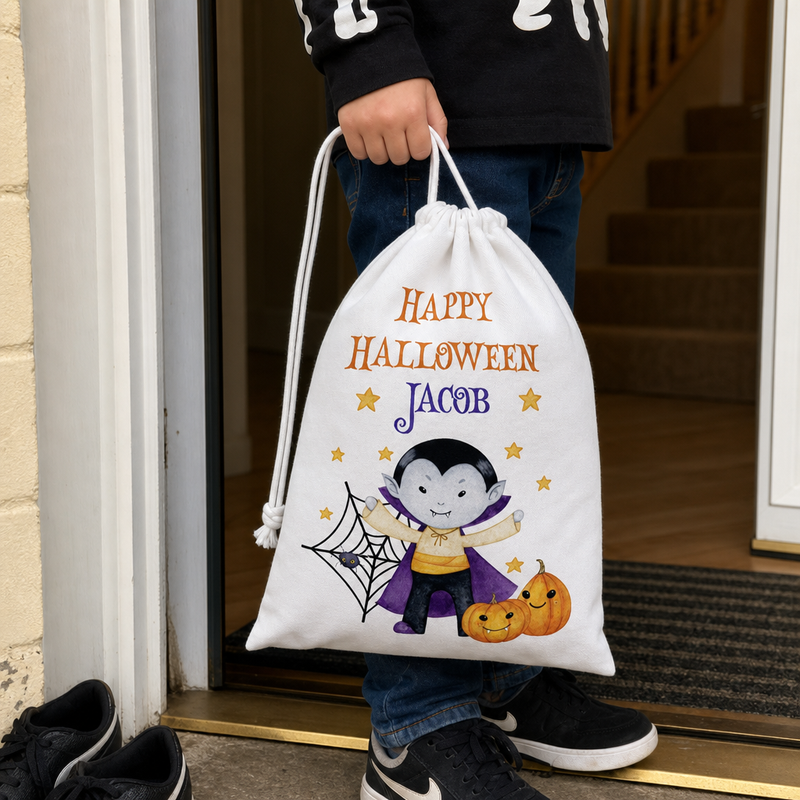 Personalised Halloween Vampire Treat Bag with Name