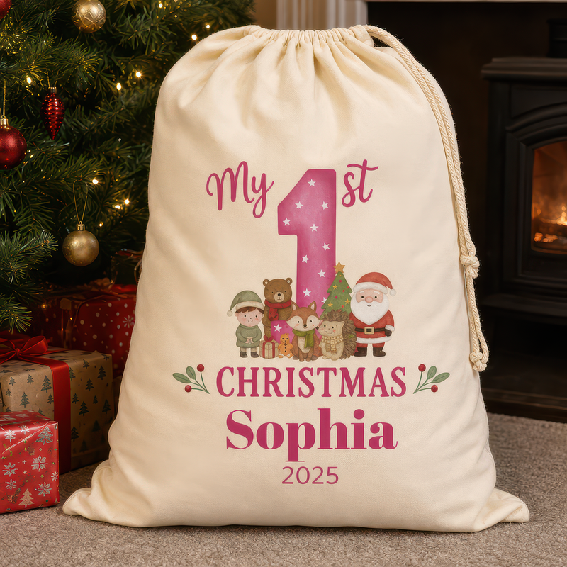 Personalised Pink Extra Large Santa Sack with Name - alternative view