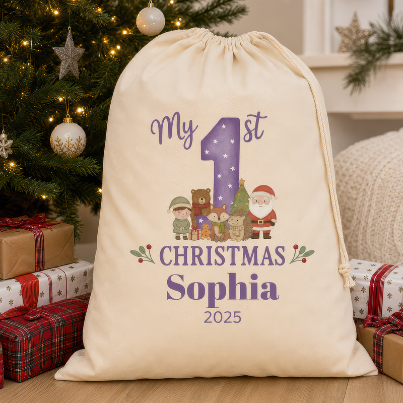 Personalised Purple Christmas Santa Sack with Name - alternative view