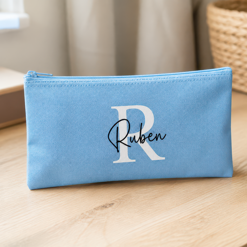 Personalised Blue School Set with Name and Initial
