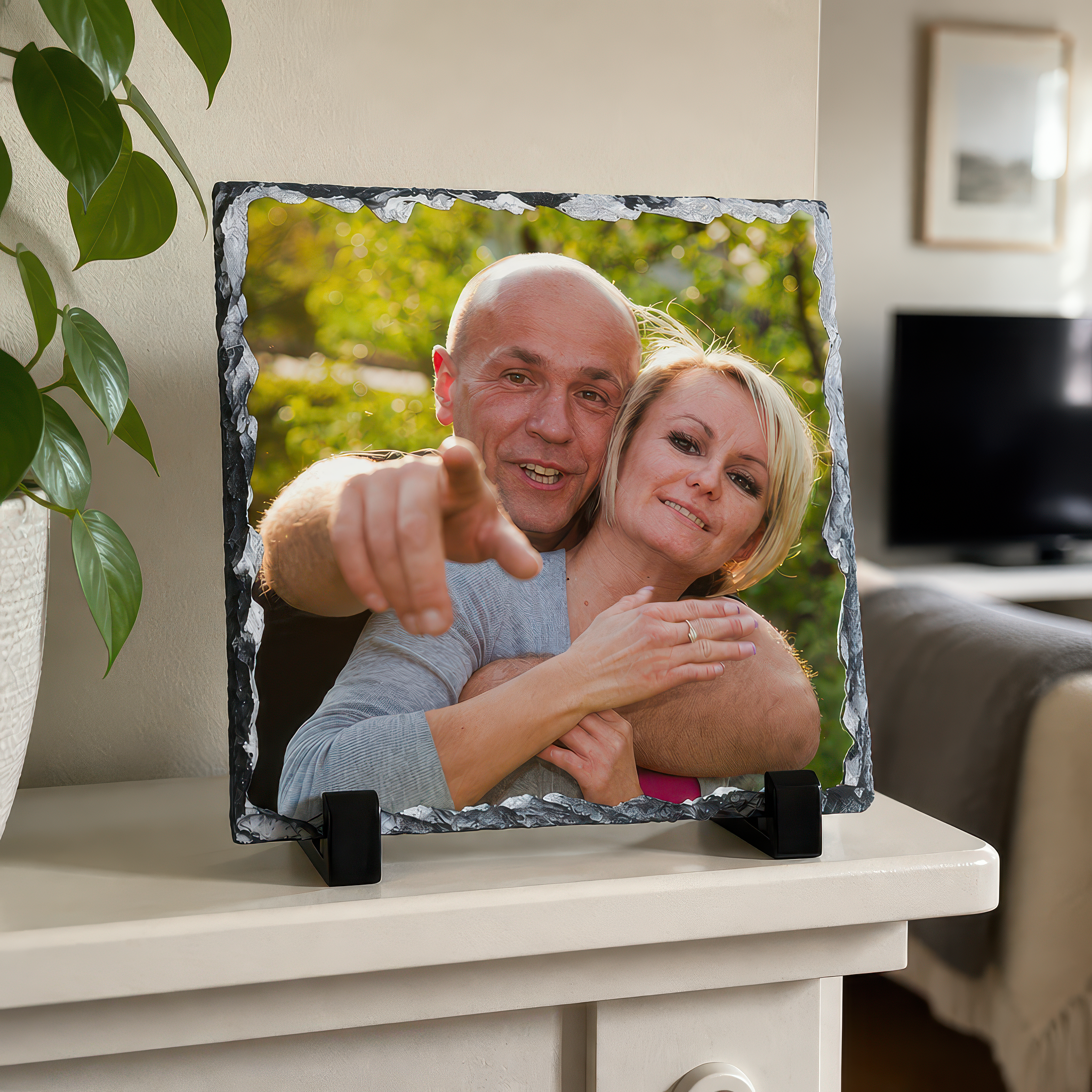 Personalised Medium Square Photo Rock Slate