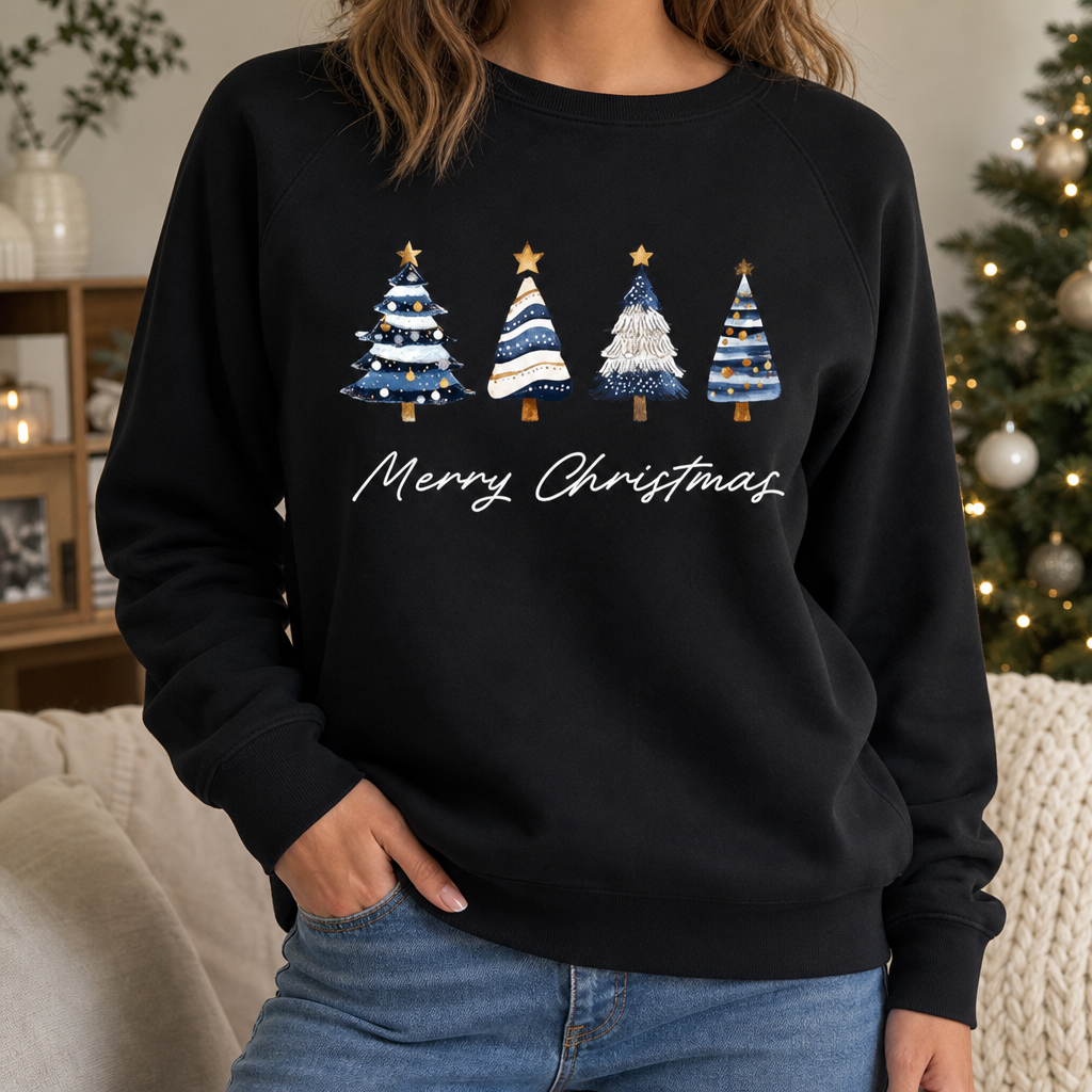 Merry Christmas Tree Blue Sweatshirt