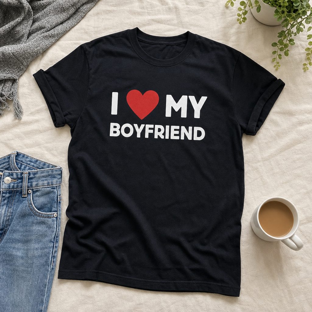 I Love My Boyfriend Red Heart T-Shirt