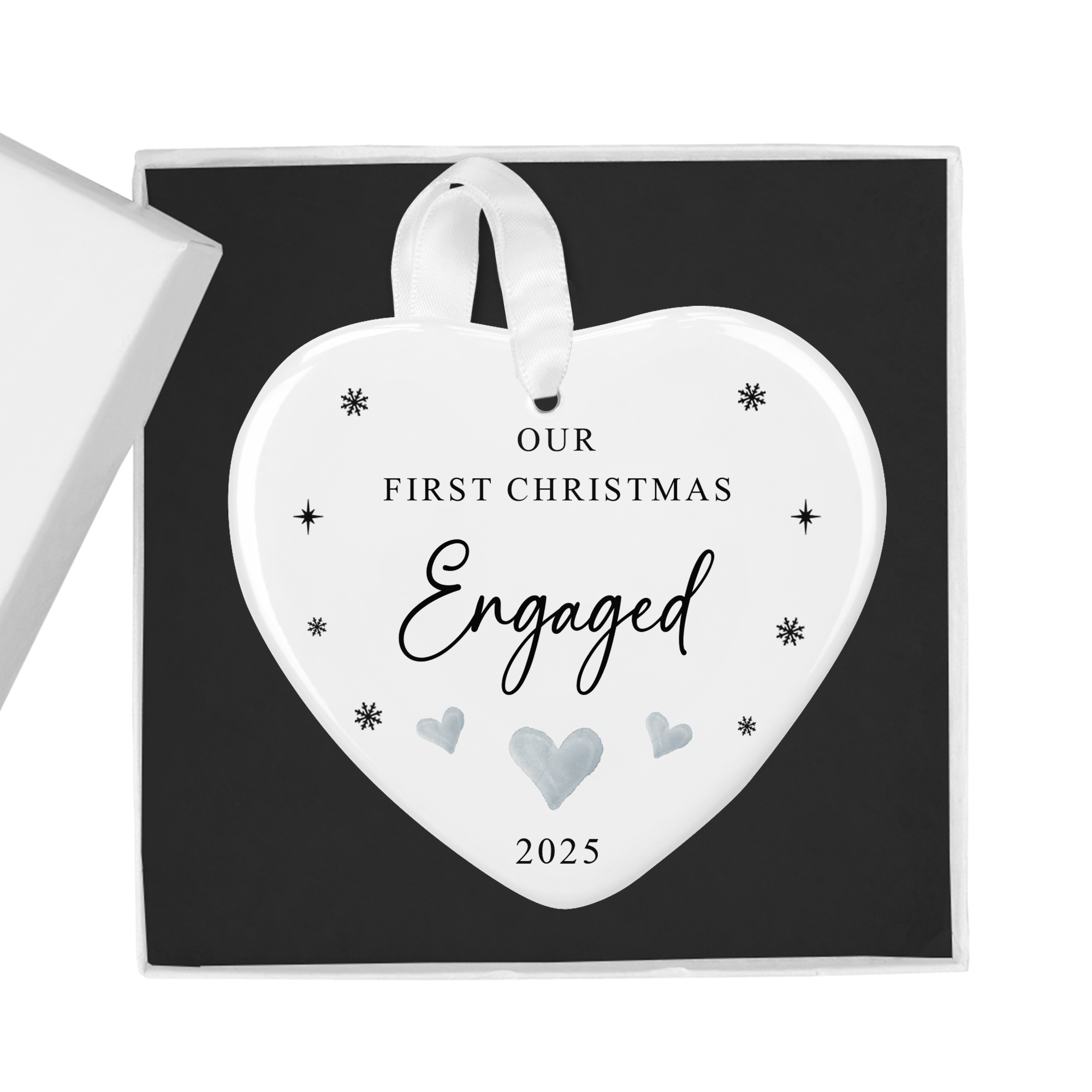 Our First Christmas Engaged Heart Ornament with Gift Box - Chicken Craft Ltd