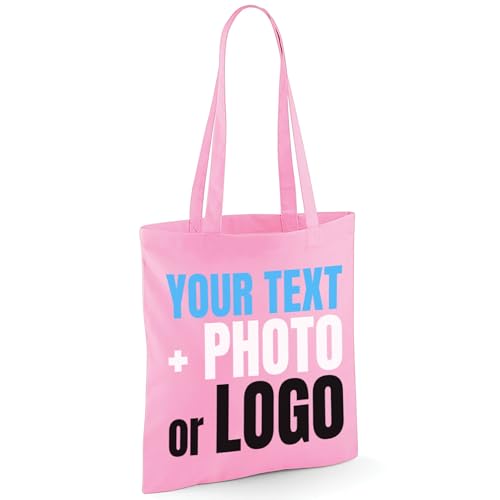 Baby Pink cotton tote bag with custom print artwork