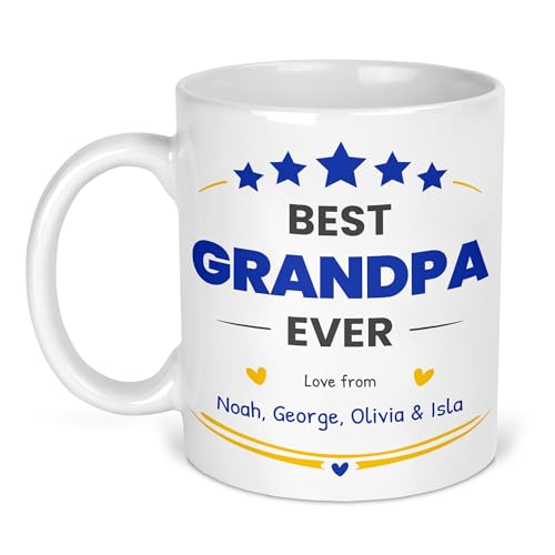 Personalised Best Grandpa Ever ceramic mug with names.