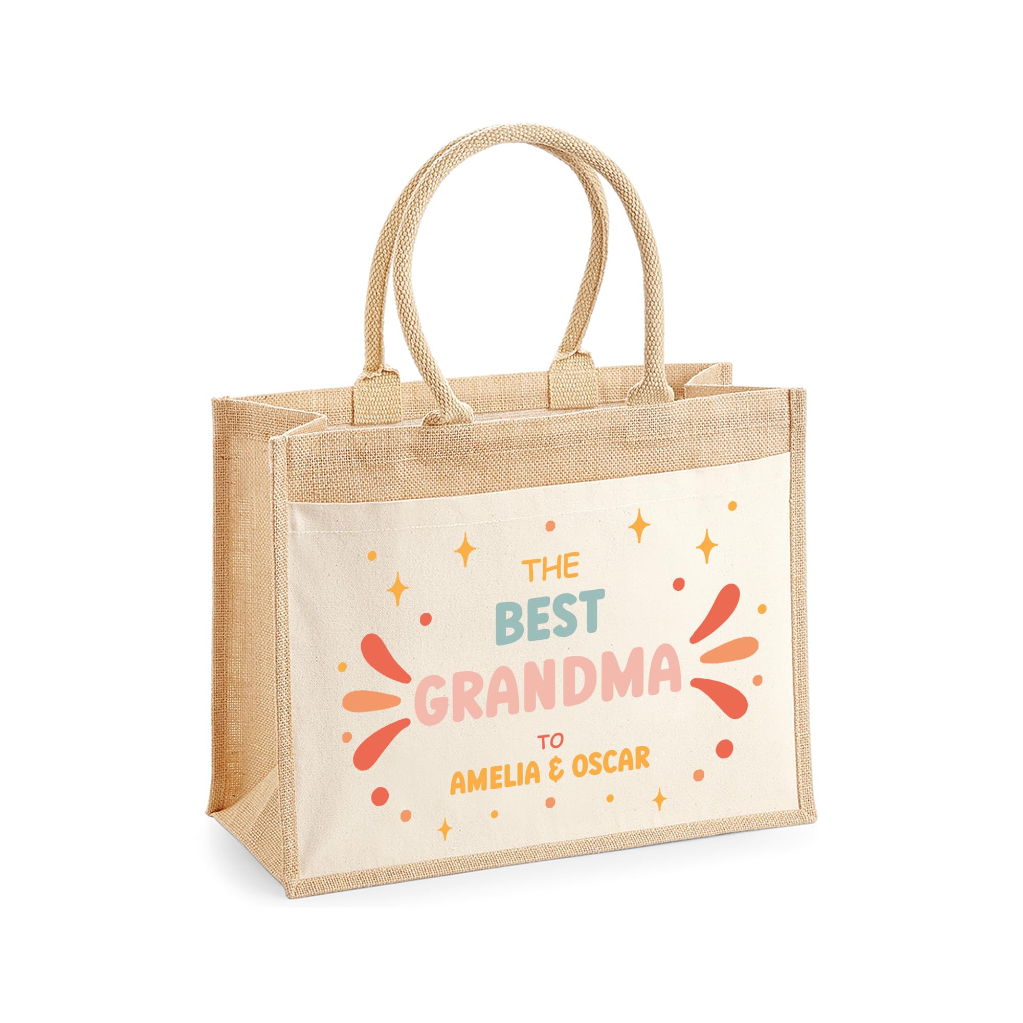 Personalised Best Nanny Jute with Names Tote Bag additional product photo