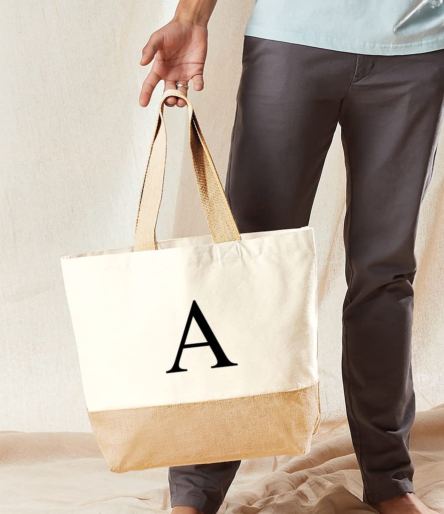 Personalised Black Initial Canvas Tote Bag additional product photo
