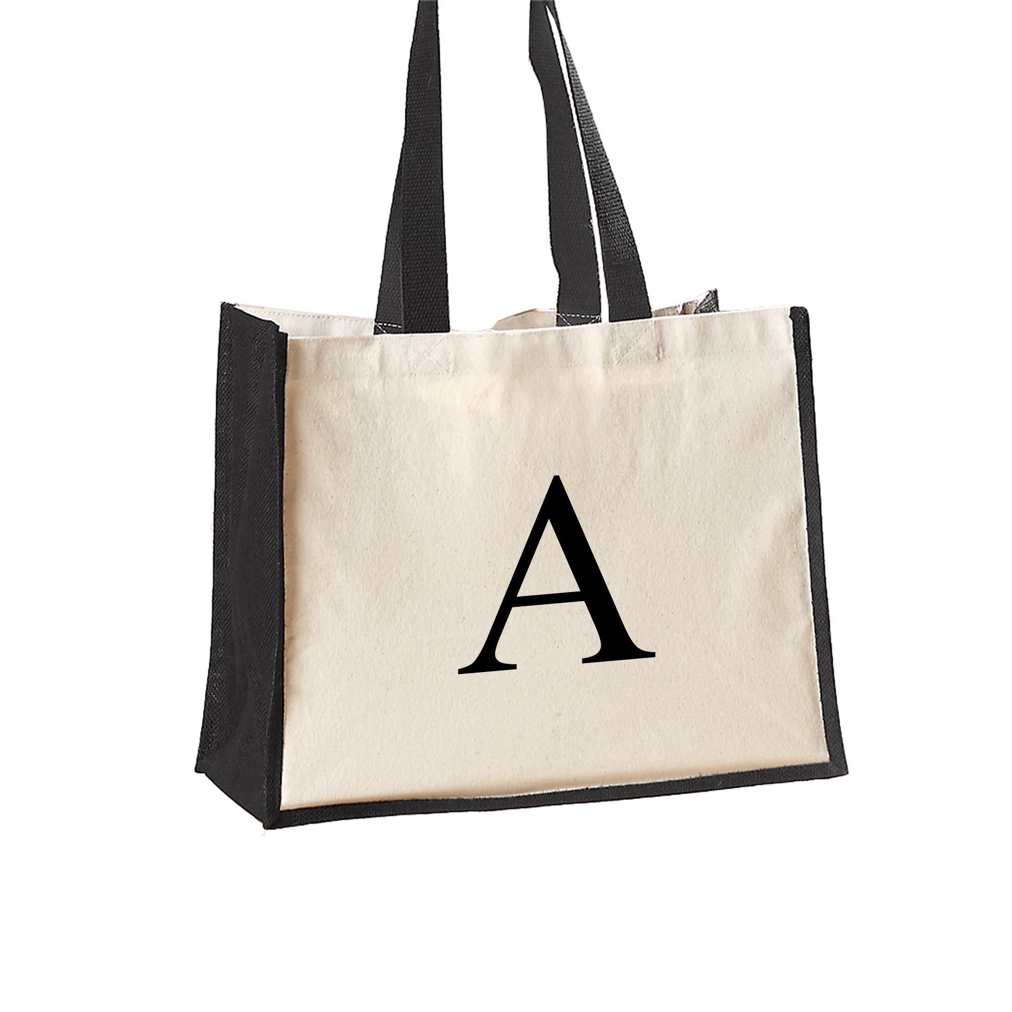 Personalised Black Initial Jute Tote Bag additional product photo